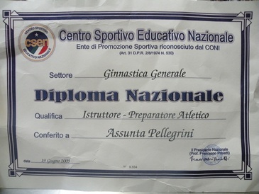 Diploma Nazionale CSEN di Pellegrini Assunta